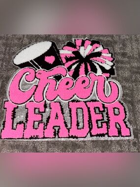 Cheerleader Chenille Patch Graphic in Hot Pink, Black & Silver